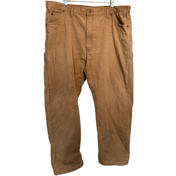 Dickies Pants Men’s Carpenter Pant Flannel Lined Work Beige “Broken In” VG‎ - Picture 1 of 6